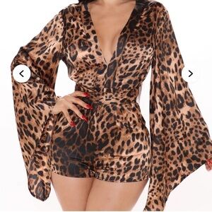 Fashion Nova Leopard Print Romper NWT